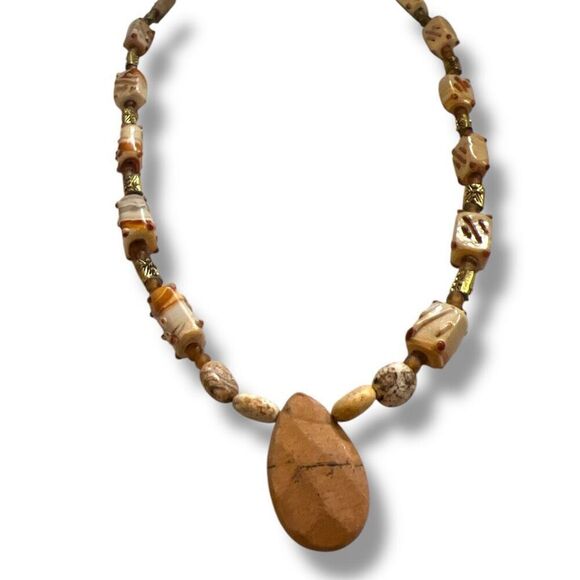 Bundle Sale 3 for $15 | 20-Inch Necklace with Unique Beads and Stone Pendant - Picture 4 of 9